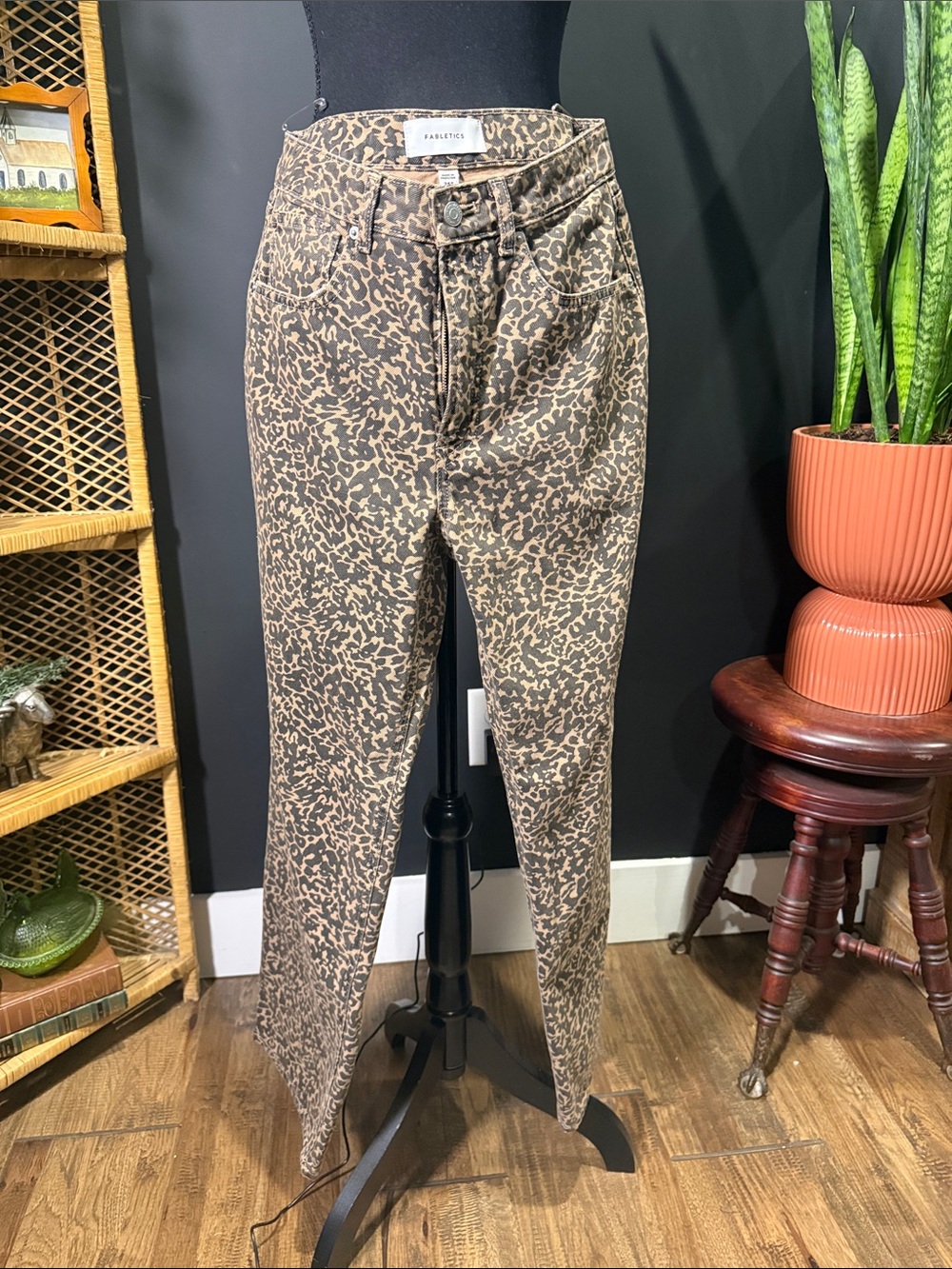 Fabletics Brown and Black Leopard Print High-Rise Jeans